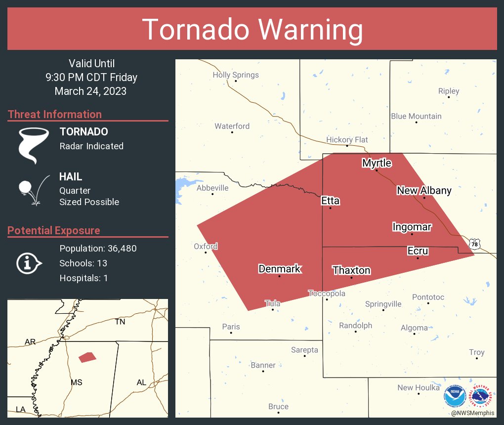 NWS Tornado on Twitter "Tornado Warning continues for New Albany MS, Ecru MS and Thaxton MS