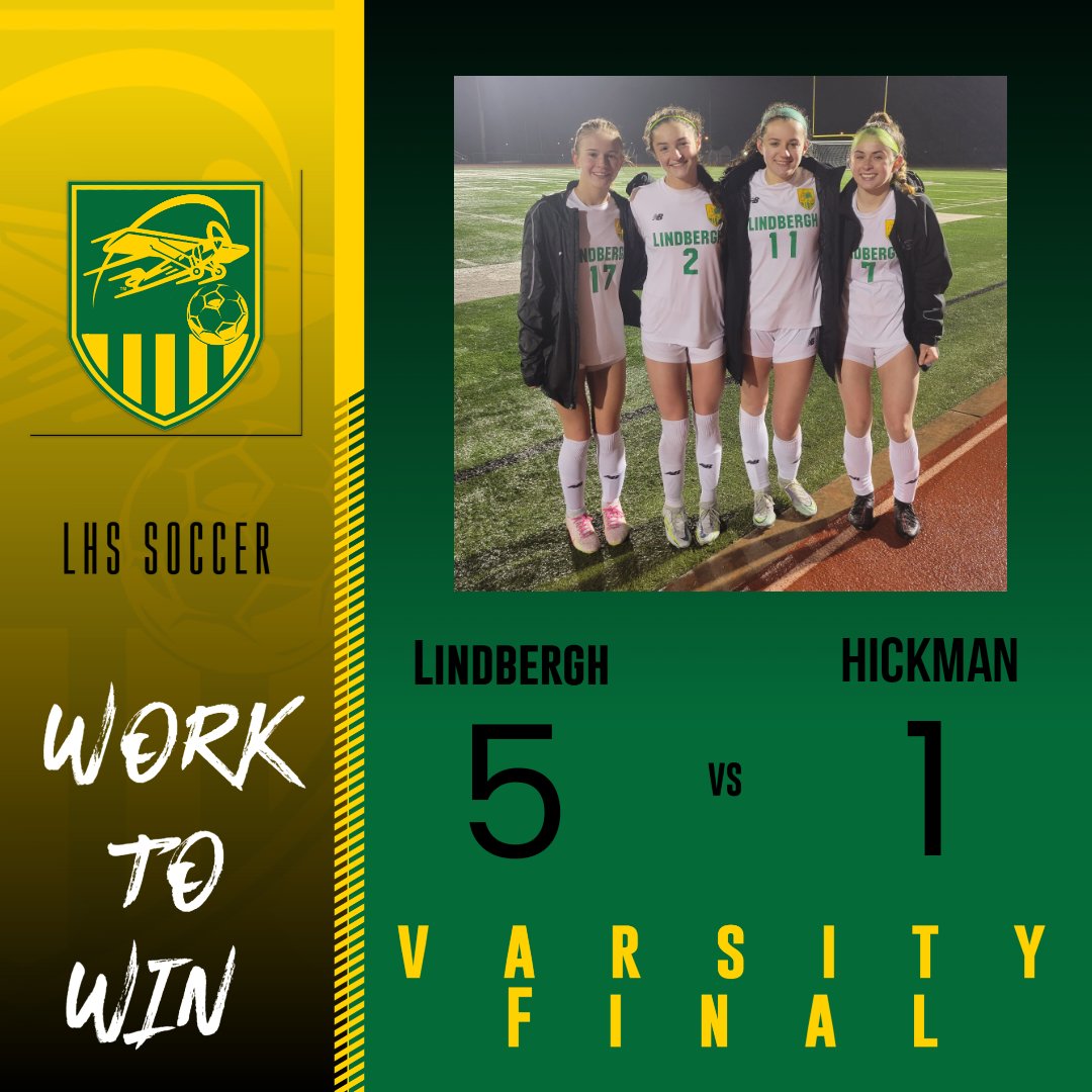 SoccerLindbergh's tweet photo. Varsity start off the season with a victory over Hickman! Goals scored by Brenna West, Danni Cotter(2), Elizabeth Mertzlufft, and Lauren Karberg. Assist by Brenna West (2), Elizabeth Mertzlufft, and Mila Snowert #lhsflyers #GOFLYERS #wintowin https://t.co/AbvyVfEbwD
