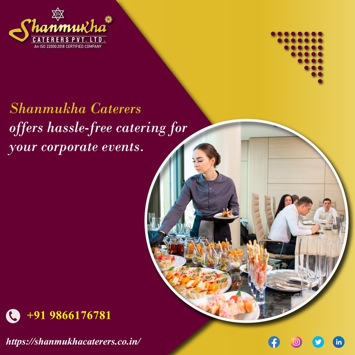 Hassle-free catering experience for your corporate event with Shanmukha Caterers.

Contact Us: +91 9866176781

Website: shanmukhacaterers.co.in

#ShanmukhaCaterers #foodevent #hasslefreeservice #corporate #catering