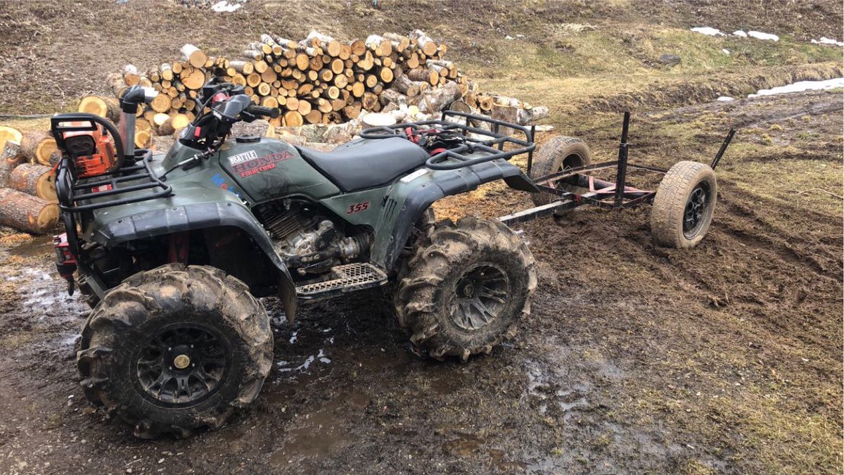 hockeydad9899's tweet photo. Hauled more #hurricanefiona wood that was blown down. Make good shed stove wood #dontwaste #hondaatv #fourtrax #honda300 #itptires #husqvarna https://t.co/2W0tcMPTpa