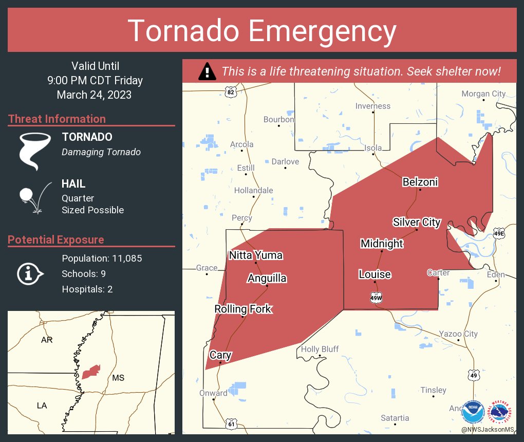 NWS Jackson MS on Twitter "Tornado Emergency continues for Belzoni MS