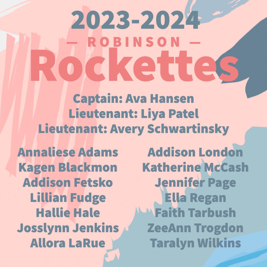 RRockettes's tweet photo. Congratulations to the 2023-2024 Robinson Rockettes! You all were amazing today! Thank you for showing your courage, spirit, passion, and love for dance! It’s going to be a great year! https://t.co/7Tn2wbzZ3Y