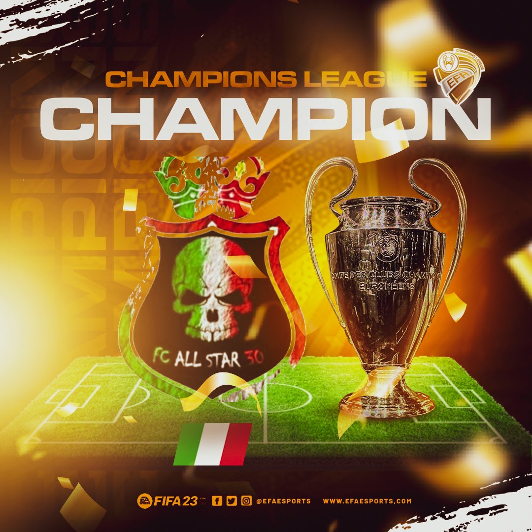 @FCAllStar_30 Si aggiudicano la vittoria finale della EFA CHAMPIONS LEAGUE🇪🇺🏆

WE ARE THE CHAMPIONSSS🇮🇹🏆