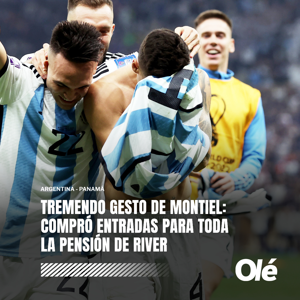 ENORME, MONTIEL ❤️

🎟️ Gonzalo compró entradas para 🇦🇷🆚🇵🇦 para los más de 60 chicos que viven en la pensión de River

El autor de gol de penal más importante de la historia del fútbol argentino no olvida sus raíces 👉 ole.com.ar/river-plate/go…