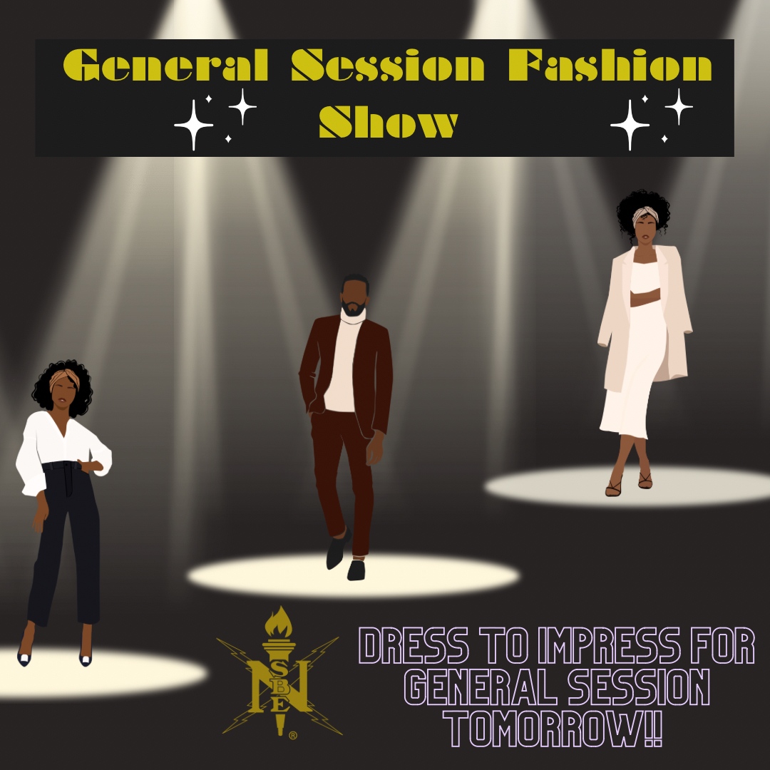 It's time to dress for success and show off your style at our upcoming regional meeting! Join us at 8am sharp for an exciting fashion show, membership awards ceremony, and state of the region.

#RInsbe #NSBE #Region1 #OneFiyah  #BlackExcellence