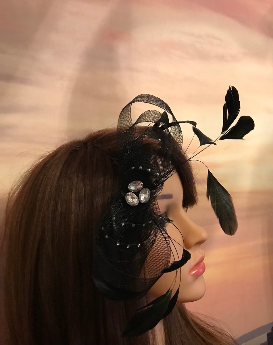Excited to share this item from my #etsy shop: Black feathered and crystal fascinator on a hair comb spring summer wedding prom garden parties #wedding #gothic #fascinstor #feathered #artdecostyle #flapperstyle #crystal #black etsy.me/3TLbAQg
