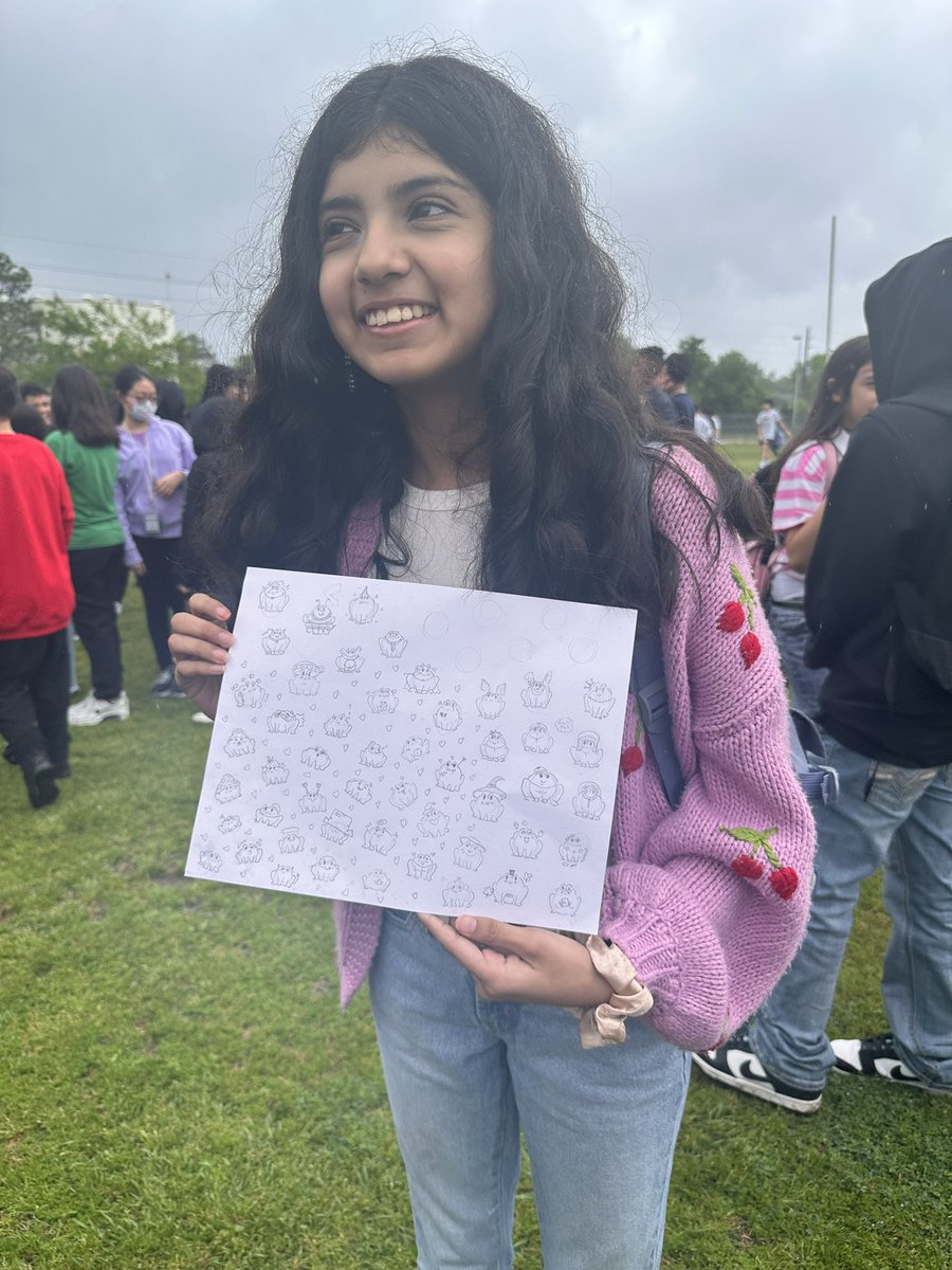 We had an emergency drill at school but this student didn’t want to leave without the doodle she worked all week on. 😂