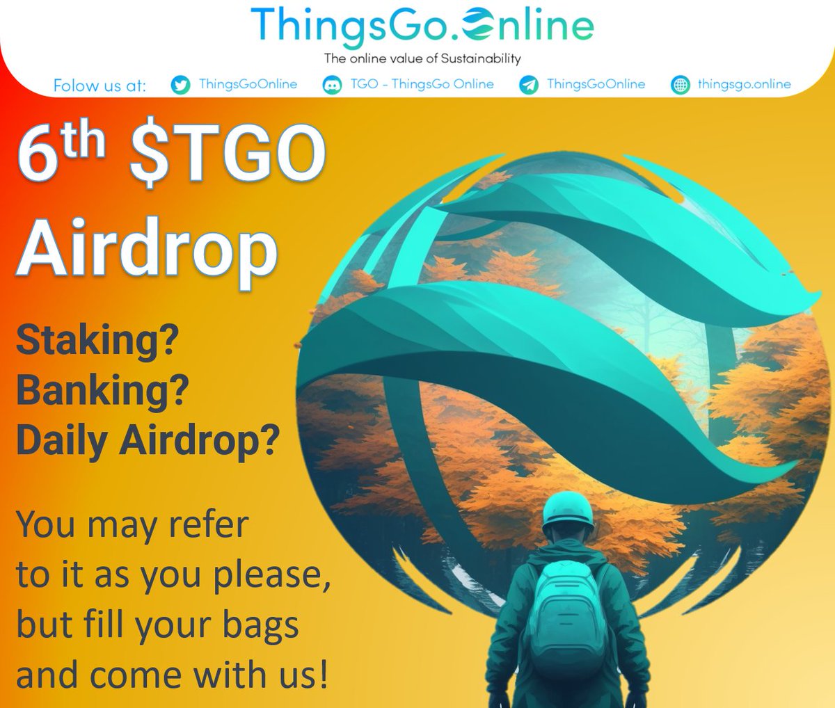 👋Hey everyone, we're thrilled to announce the 6th 🚀Airdrop of the ♻️#ThingsGoOnline project! It's a daily AD during the next four months. Visit our website to learn the rules and eligibility to claim your 💸tokens: thingsgo.online/6thAD.html #XRPLedger #airdrop #XRPCommunity