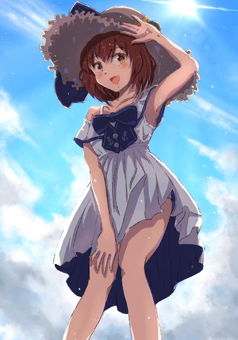『し・れ・え!夏の海、一緒に行きましょ!(*'ω`*)』#艦これ #雪風 