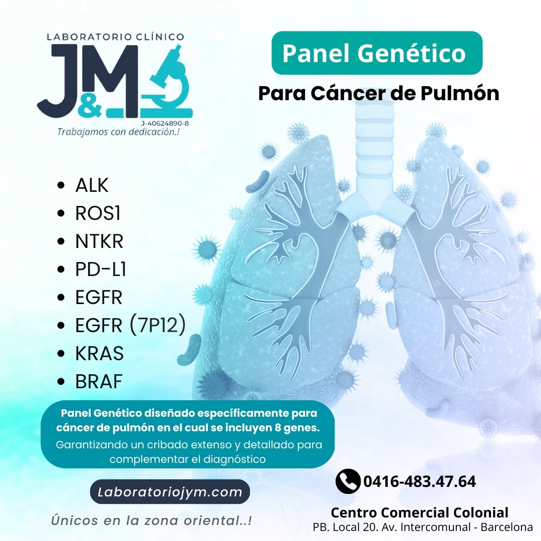 Laboratoriojym's tweet photo. Contamos con un amplio panel genético diseñado específicamente para cáncer de pulmón en el cual se incluye 8 genes. Panel detallado para complemento oncológico. 

#oncogeneticas #genetica  #pruebasadn #adn #laboratorio https://t.co/1dja0cq8UR