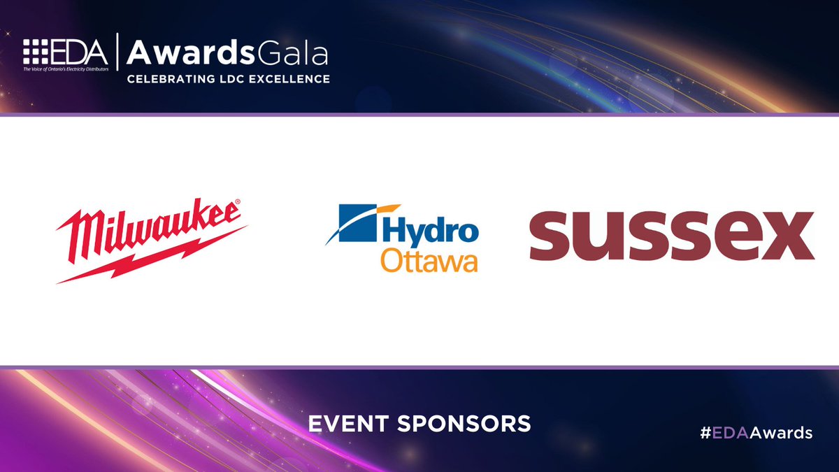 A big thank you to this year's #EDAAwards Gala sponsors for helping make this evening an even more spectacular event celebrating excellence in our sector. Thank you @MilwaukeeTool @hydroottawa @SussexStrategy