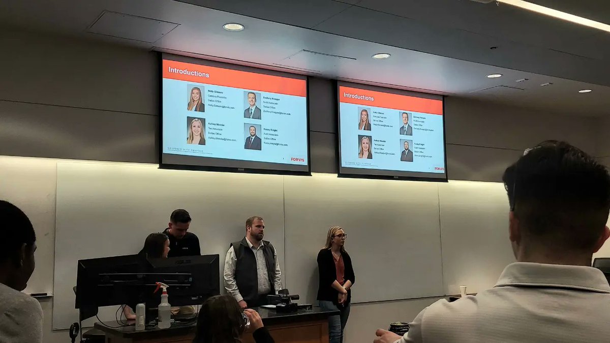 untpass's tweet photo. Thank you so much for coming to our PASS meeting FORVIS, and we'll see you next time. 

#unt #untpass #PASS #professionalaccountingstudentsociety #accounting #spring2023 #business #guestspeakers #FORVIS #interviews #cpa #internships #accountinglife https://t.co/rwGnTWHpQU