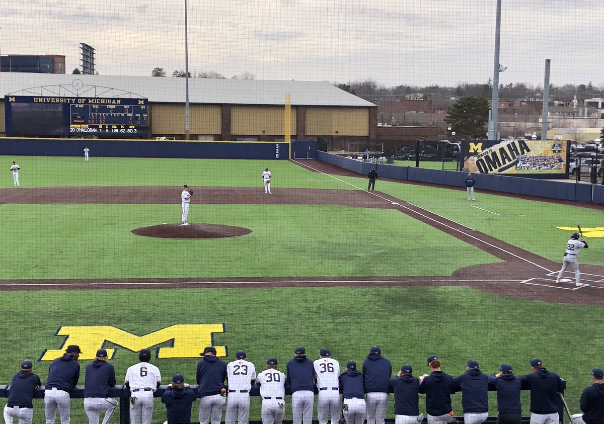 After the ⁦<a href="/WBCBaseball/">World Baseball Classic</a>⁩, excited to see the ⁦<a href="/umichbaseball/">Michigan Baseball</a>⁩ Big Ten home opener. ⁦LHP Connor O'Halloran, a <a href="/baseballcanada/">Baseball Canada 🇨🇦⚾️</a> alum, has been excellent today for Michigan. 🇨🇦