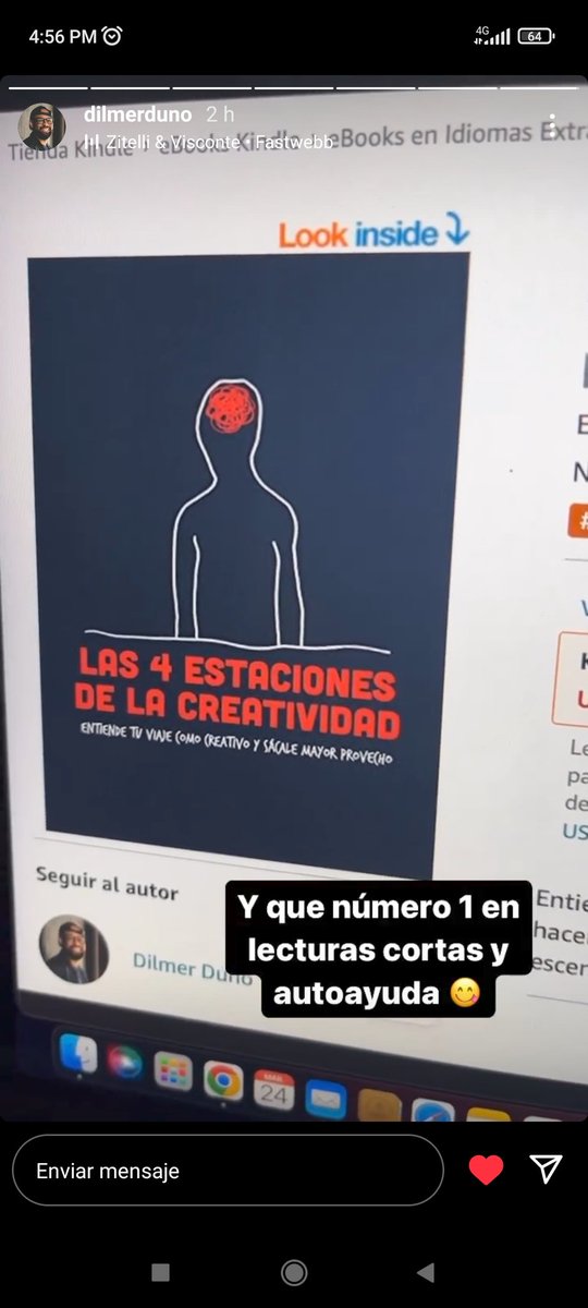 mnahmens's tweet photo. . @DilmerDuno escribió este valioso libro sobre la  creatividad. Un ebook que te ayudará a entender tu proceso creativo y cómo sacarle más provecho.

En pocos días ya ocupa el n° 1 en lecturas cortas en Amazon.

Ideal para el fin de semana, verdad? https://t.co/NNuJf2lw1A https://t.co/xXQrf2XHIt