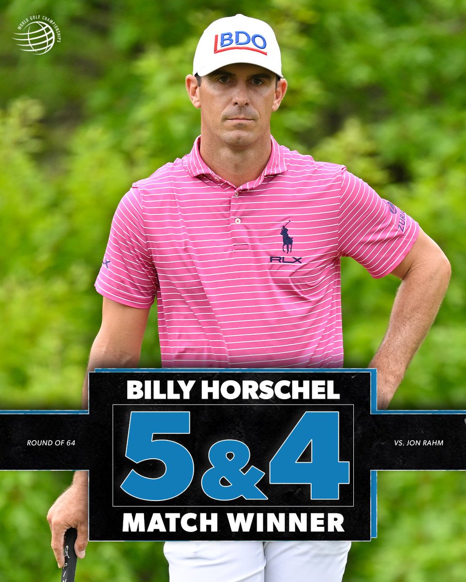 PGATour's tweet photo. 🚨 Upset Alert 🚨 

@BillyHo_Golf takes down Jon Rahm en route to advancing to the Round of 16 @DellMatchPlay. https://t.co/d6iodPgfvi