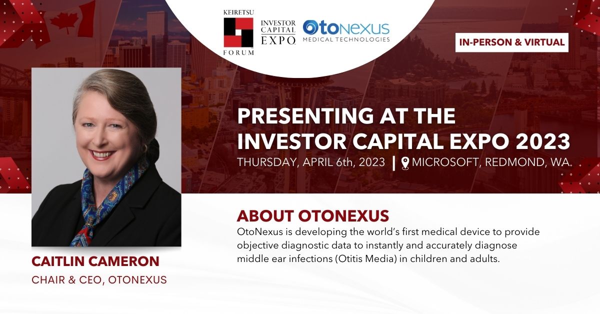 I am excited to share that I’ll be presenting OtoNexus at @KeiretsuForum’s Investor Capital Expo 2023 on April 06, 2023, at Microsoft, Redmond, WA. Join me to learn more about investing in medical device manufacturing. Register today! bit.ly/42qLHJi #Investing #startups