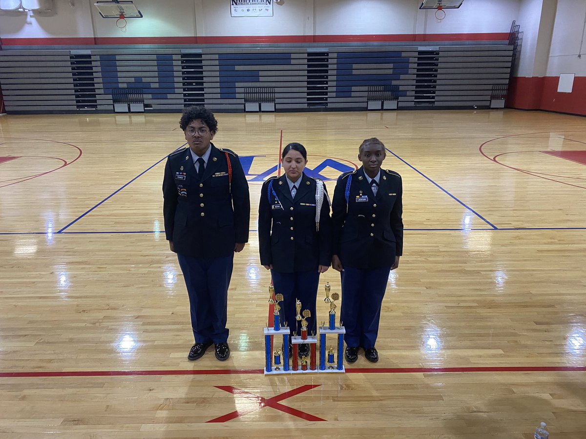 1SGLittlejohn's tweet photo. Team work makes the Dream work. Knightdale JROTC Drill team wins top trophies at Wake Forest drill competition. So proud of these cadets https://t.co/n4uaWUGFTl