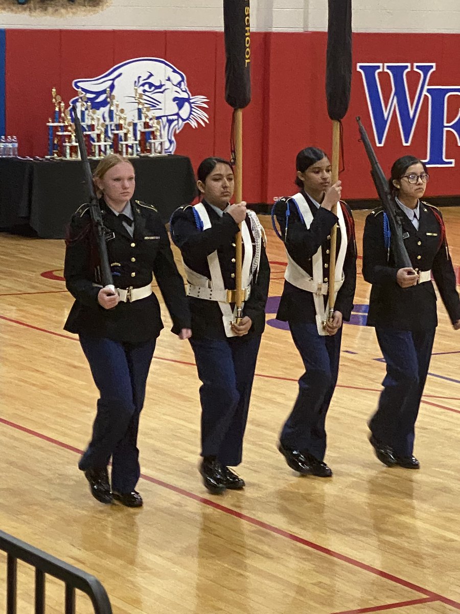 1SGLittlejohn's tweet photo. Team work makes the Dream work. Knightdale JROTC Drill team wins top trophies at Wake Forest drill competition. So proud of these cadets https://t.co/n4uaWUGFTl