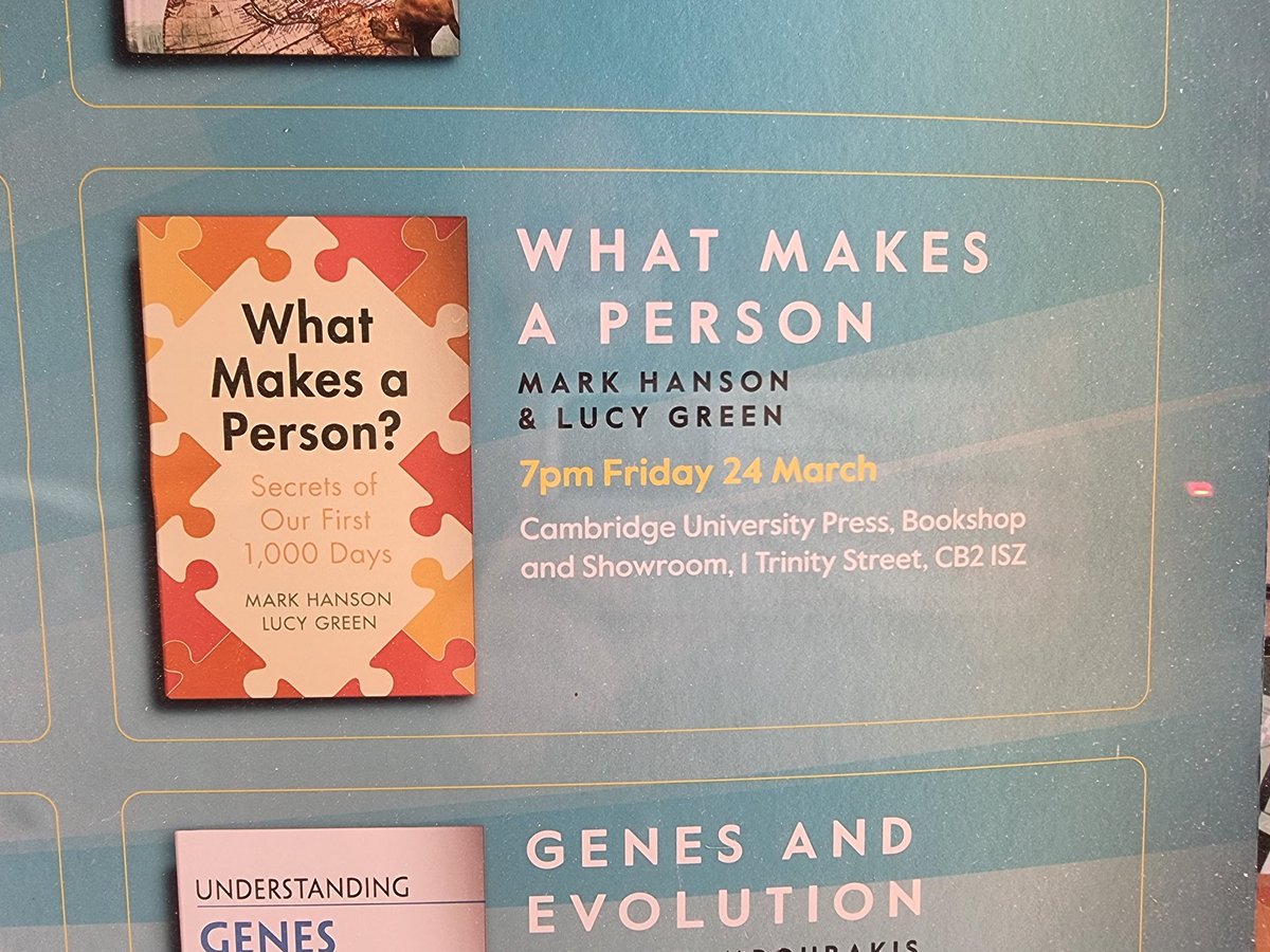 clairesmcg's tweet photo. I got a secret at @CambridgeUP @Cambridge_Fest event 'What Makes a Person' with @MarkHansonUoS and @looceegreen! Lovely event for the one and only I have time to attend on my flying visit back to Cambridge! https://t.co/7Izhx8XTMT