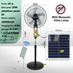😎 Rechargeable Solar Fan DC Fan Stand Fan With LED Light+16 inch Fan Adjustable USB Rechargeable Stand Fan Outdoor #RechargeableFan #SolarFan ✔ Power: 25 w ✔ Solar panel: 20w polysilicon panel 9V ✔ Battery capacity: 18650 Lithium battery 18000mah ✔ Wind Type: 4 Gears ✔ C…