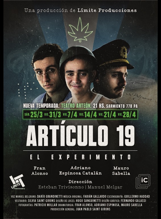 #Artículo19 - #Temporada2023
📅Sábado 25 de marzo
⏰21:00
Entradas entraya.com.ar
Lugar #TeatroArteón (Sarmiento al 778 - Planta alta)