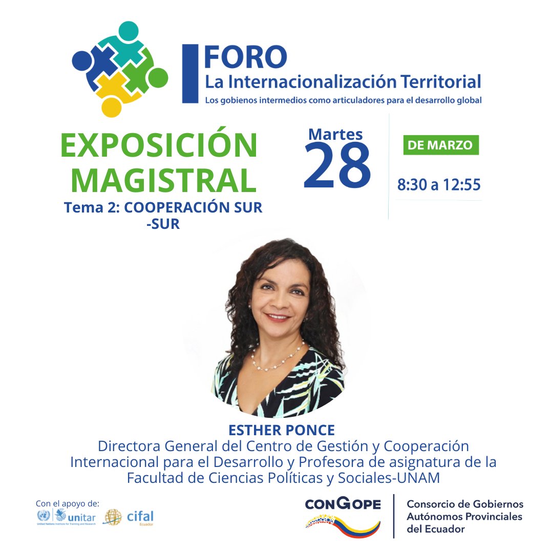 🔈 Regístrate y participa en el foro virtual La Internacionalización Territorial: “Los gobiernos intermedios como articuladores para el desarrollo global” 🤝🌎, donde tendremos las exposiciones magistrales de expertos internacionales.

👉Inscríbete aquí: bit.ly/3JAPtrX
