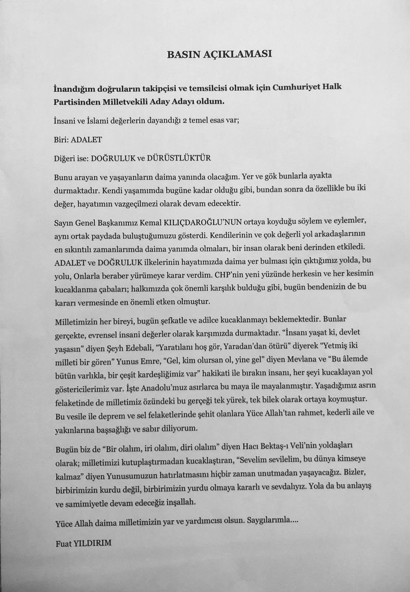 ismailsaymaz's tweet photo. Kalbimizin Diyanet İşleri Başkanı olan Dolmabahçe Bezm-i Alem Valide Sultan Camisi eski müezzini Fuat Yıldırım, CHP’den milletvekili aday adayı oldu. İşte, Fuat hocanın açıklaması. https://t.co/ivlriOQZHU