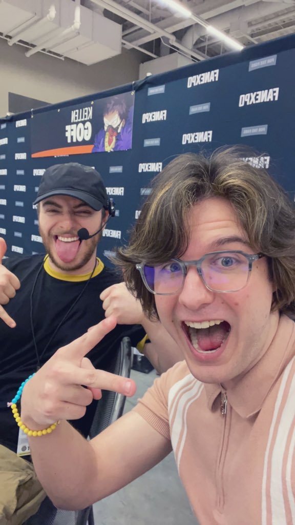 Hey y'all!

If you are at #FANEXPOCleveland and want anything signed, I'm chilling with <a href="/kellengoff/">Kellen Goff 🎤🐻🎩 FNAF 2 OUT NOW!!!</a> in the signing area!!

#SasakiAndMiyano