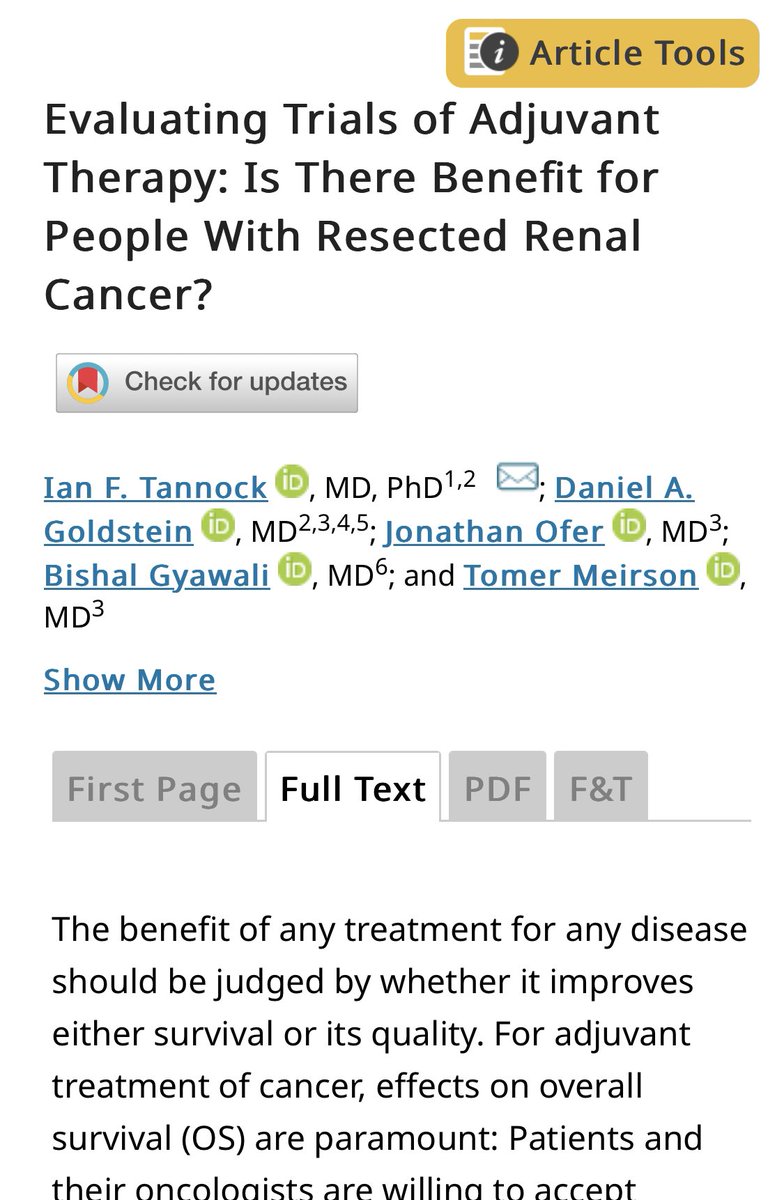 Wondering what to read over the weekend? We have a hot-off-the-press paper on whether adjuvant pembro is really needed for renal cell cancer. This paper will also discuss not what to think but how to think about adjuvant therapies in general. ascopubs.org/doi/full/10.12…