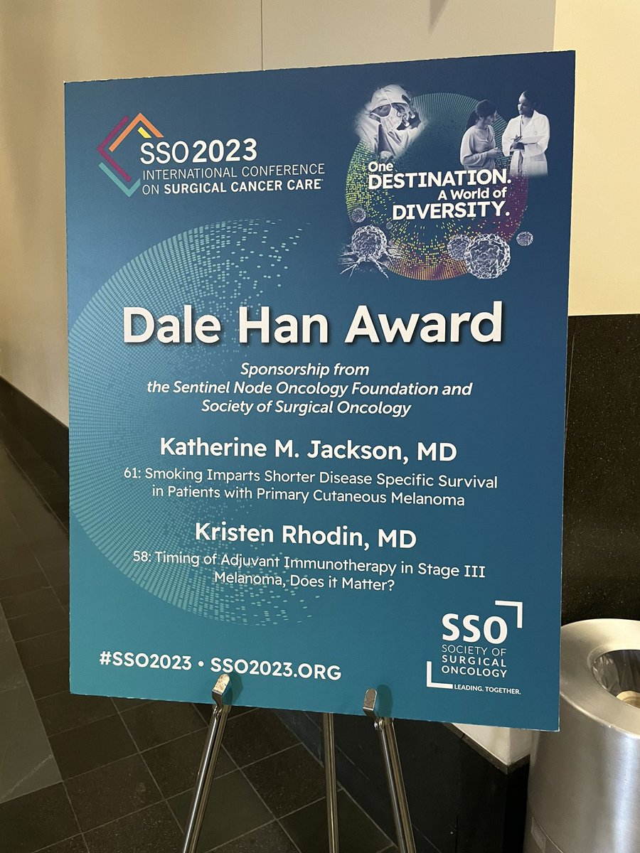 krisrho93's tweet photo. Such a great day at #SSO2023! Honored to receive the Dale Han Award and present my thesis work on the timing of adjuvant IO in melanoma. Followed up by a great debate on utilization of ILI moderated by @DukeSurgOnc’s own Dr. Georgia Beasley. So thankful for her mentorship! https://t.co/qfVLADO5U9