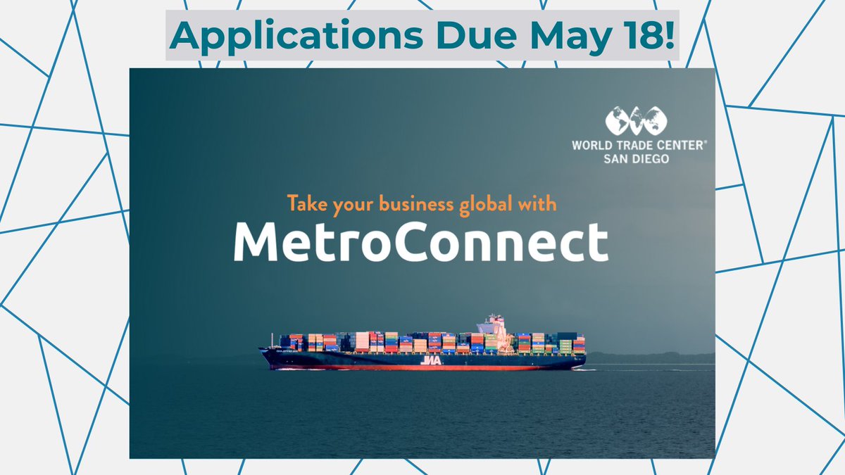 Is your San Diego company ready to grow its international sales? #MetroConnectSD, @WTCSanDiego’s export accelerator, can help.

Learn more and apply ⬇️  
sandiegobusiness.org/wtcsd/metrocon…