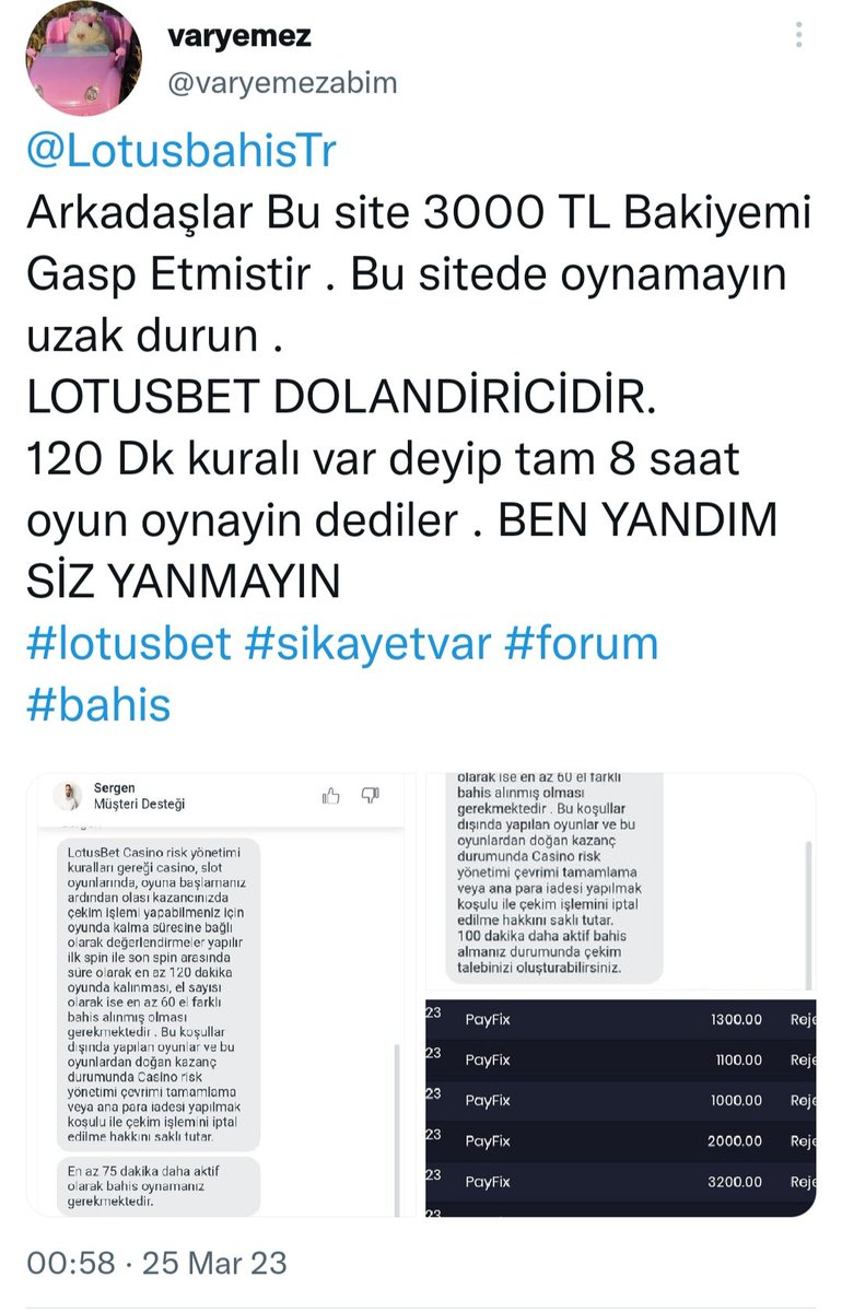 HagiHaci's tweet photo. Arkadaşlar Lotusbet Bakiyete Çökmüş 3000 tl Ali abinin şikayetvarda şikayet açıp Twitter da RT yap 5kisiye 50 TL dağıtıyorum
@LotusbahisTr #dolandiricilotusbet https://t.co/DTmzhrsvpM