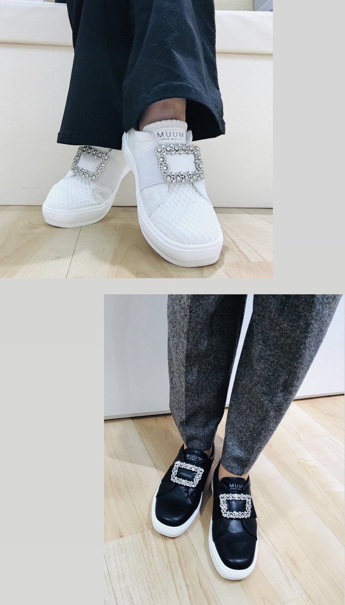 airystep's tweet photo. キラキラビジューバックルが可愛いMUUMのスリッポンスニーカー✨5mm低反発インソールがソフトな足当たりでご旅行にもおススメです❣️

#骨格ウェーブ の方にオススメです

#Airystep #エアリーステップ #イエベ春 #ブルベ夏 #イエベ秋 #ブルベ冬 #MUUM https://t.co/HMMyiqtwHA