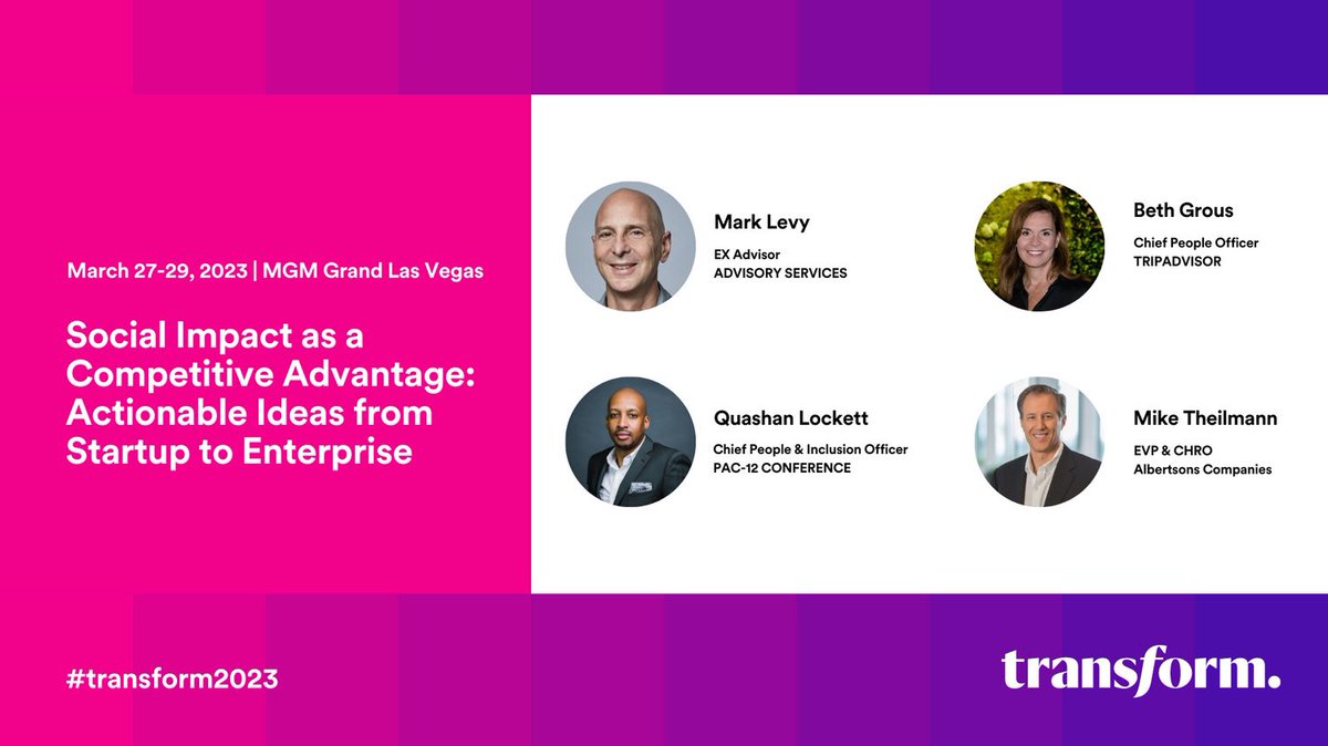 Excited to hit the stage next week at #Transform2023 in Las Vegas to share some actionable and meaningful strategies that business leaders and companies need to drive real social impact.

Spoiler alert: we’re not talking about CSR statements and volunteer time off.