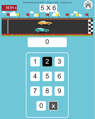 🏎️🔢 Race your way to math mastery with our new multiplication table games (2-10) featuring 4 difficulty levels! 

🚀 Speed up your car by answering questions and compete against AI 

🏆🌟 Ready for some fast-paced, fun learning? 🤓
💥 Visit classedeflorent.fr/en/math/table/…