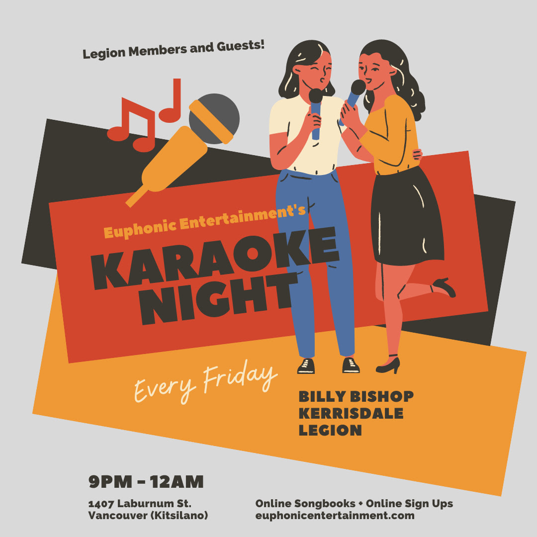 Welcome to your weekend! The Branch is now open! Karaoke Night with hosts Euphonic Entertainment starts at 9:00 P.M. Come join us because nothing beats singing with your neighbours! #KitsPoint #Kitsilano #Neighbours #TGIF #Vancouver cc. 
<a href="/euphonicentmnt/">Euphonic Entertainment</a>