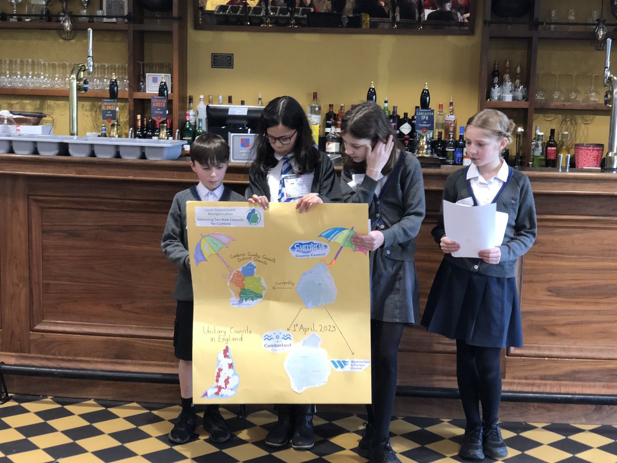 allithwaitenews's tweet photo. The school council enjoyed meeting the mayor of Kendal at pupil parliament today. The focus today was on Cumbria County Council becoming two new unitary councils, Westmorland and Furness Council and Cumberland Council. https://t.co/h1AWvNpIyx