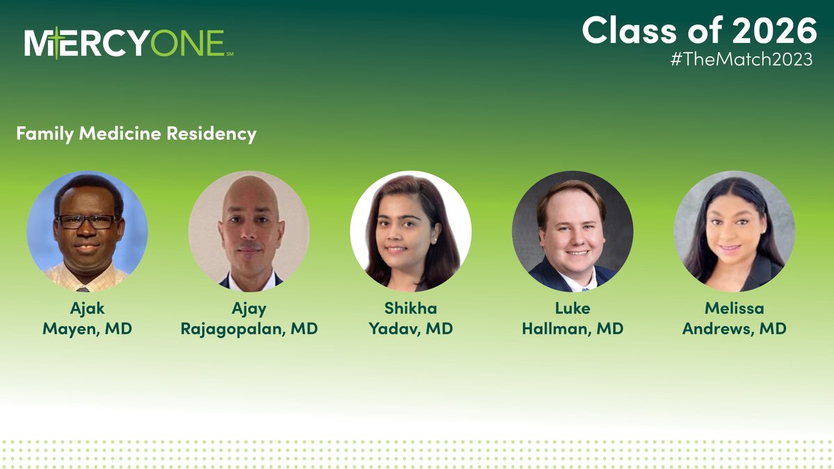 MercyOne_Iowa's tweet photo. Congratulations to the Family Medicine Residency Class of 2026 at MercyOne Waterloo Medical Center! #TheMatch2023

Learn about MercyOne's family medicine residency program. > https://t.co/XhGmhDj7H5 #MercyOneResident #MercyOneDoc https://t.co/l6wzpVCuXS