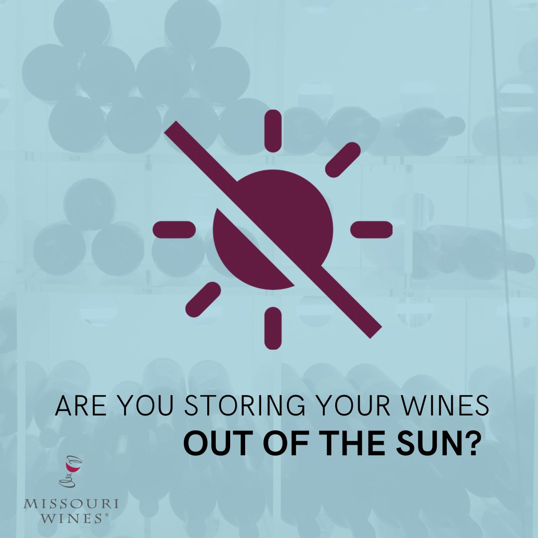 Here’s a #missouriwine #kindreminder! Always store your 🍷 wines in a cool, dark place. As the weather warms up, so do places that get a lot of ☀️ sunlight. Keep your treasures in a place that preserves their quality!