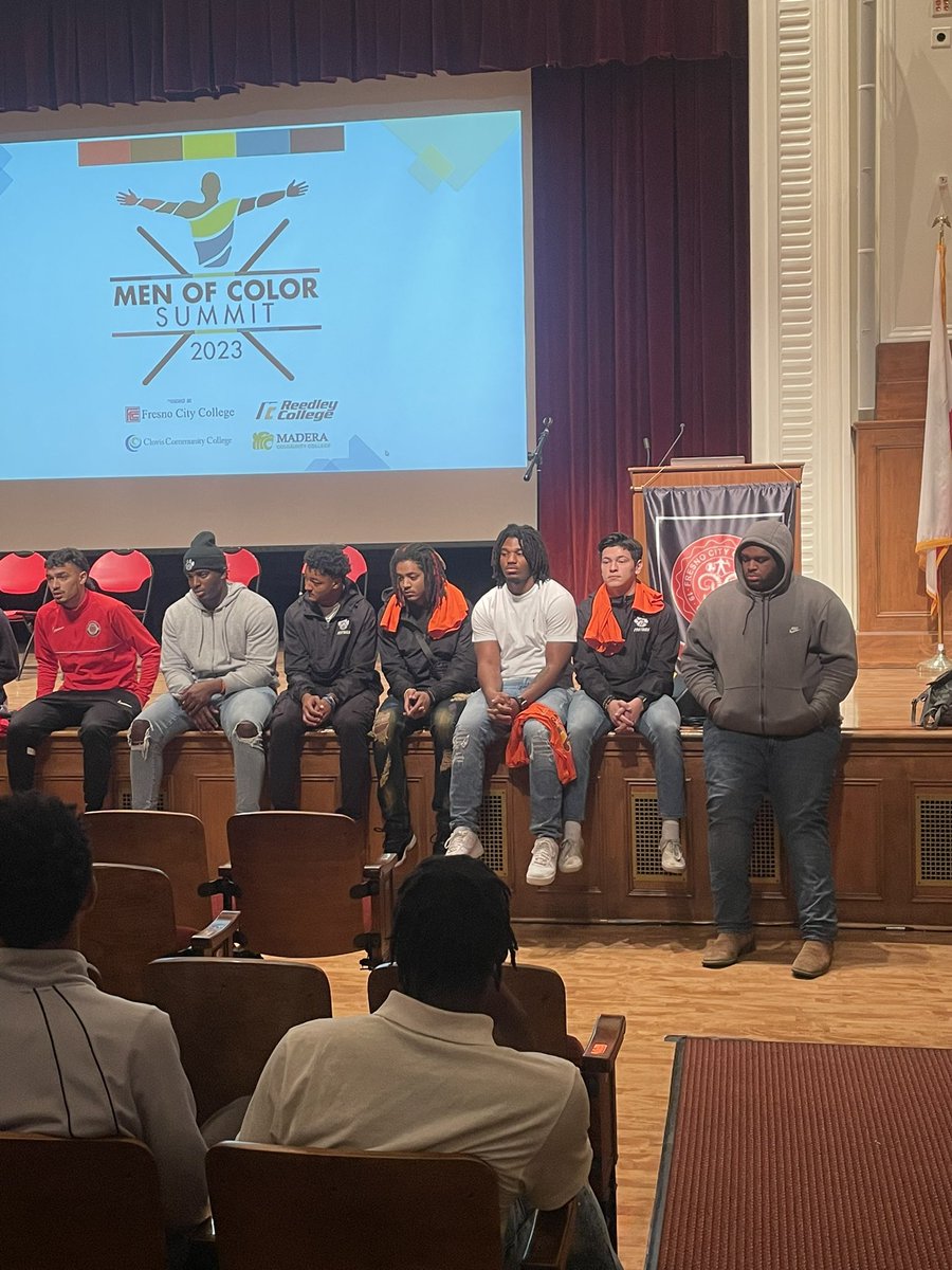 ReedleyCFB's tweet photo. It was a honor to be part of the Student Athlete Panel at the Men of Color Summit today! #RcCulture #Family @Coachtjjennings rocked the house and gave us the good word! If we can’t build w/ you, then we can’t chill with you. https://t.co/9hO5itwkXC