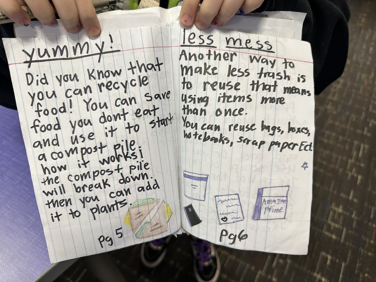 Amy_BakerLMS's tweet photo. A 5th grader @WilkersonElem wrote a book using her research on the impact pollution is having on the planet and how to help. I love how another student couldnโt wait to read it after her presentation. #jcpslibraries #geniushour #kidsmakingadifference #futureauthorillustator https://t.co/UXJOsZjFpt