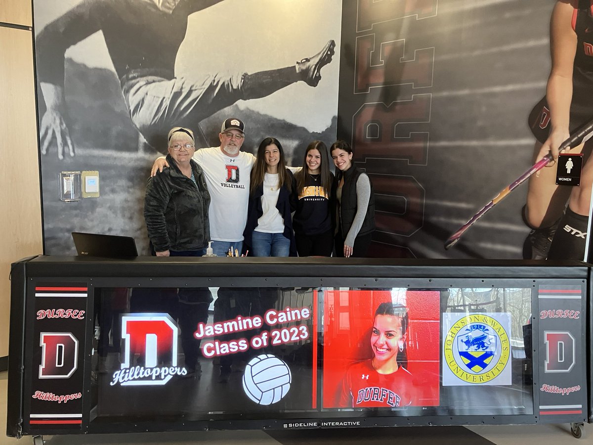 DurfeeAthletics's tweet photo. Congratulations to Sr. 🏐 player Jasmine Caine on her commitment to attend @JWUProvidence  and @JWUsports in the fall. We got to celebrate today with her family, coaches &amp; friends. We wish you all the best Jasmine! #toppertough. @frps_durfee @dhsgirlsvball https://t.co/0R4Nf8o4GE