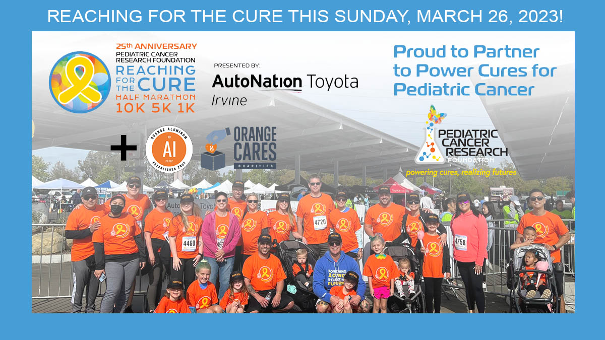 This Sunday, March 26, 2023, Join Orange Aluminum in Irvine College as we partner with the Pediatric Cancer Research Foundation in walking and running for the cure! #RFTC #orangealuminum #PCRFKids #irvinecollege #irvine #cancer #orangecares cure.pcrf-kids.org/Andi