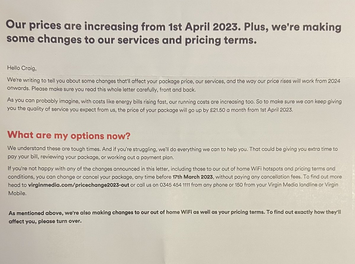 C_Markham_'s tweet photo. @virginmedia is this a scam? 62% increase on my £35/m fibre contract? Get in the bin, I’d rather go back to dial up. https://t.co/EBz7fZsqvZ