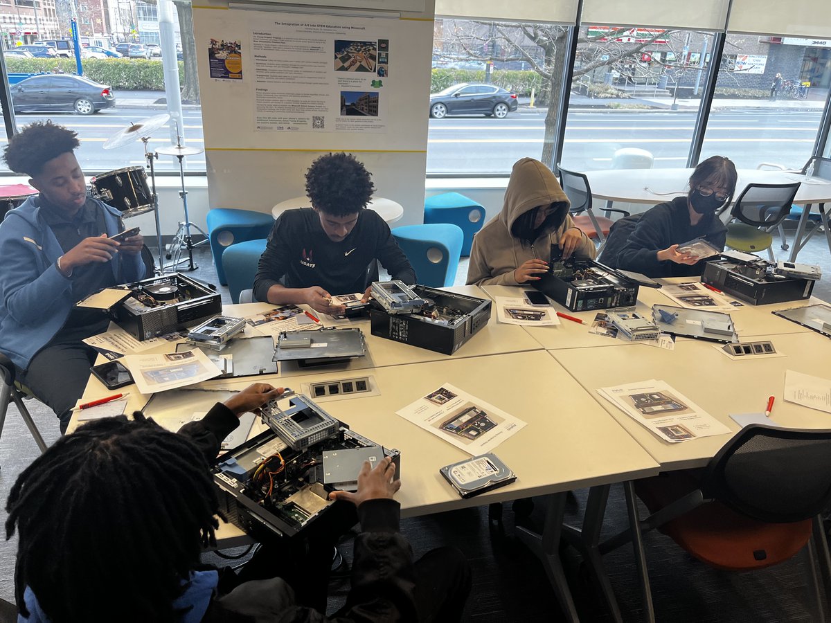 AcademiesInc's tweet photo. Our Philly Tech Gateway students recently toured @excitecenter where they gained hands-on experience by deconstructing computers and explored the facility’s innovative maker spaces and learned about emerging career fields. https://t.co/3hj4nSaRPJ