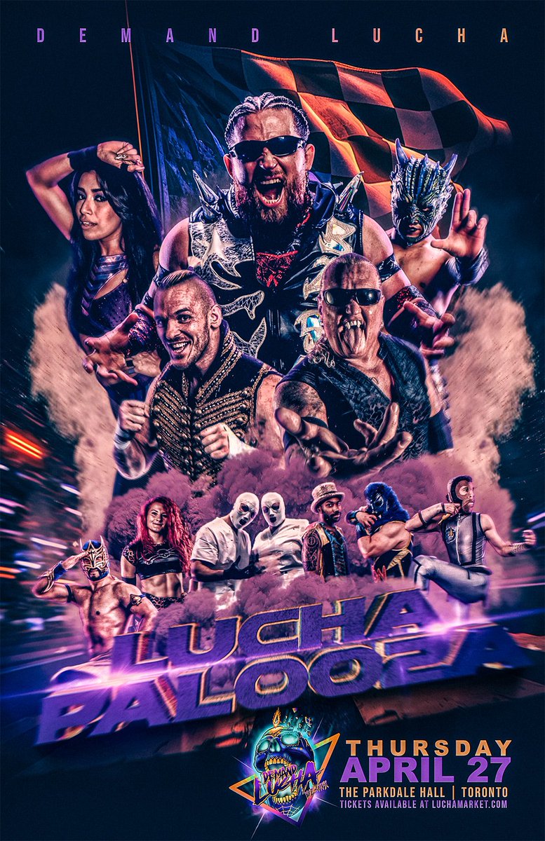 DemandLucha's tweet photo. Thurs April 27 // #Toronto
Tixs: LuchaMarket.con

Lucha Palooza is just over a month away!

This is a big one!

⛔ Front Row (Sold out)
⚠️ Second Row (Under 10 left!)
✅ General Admission https://t.co/cUi8TMyUXY