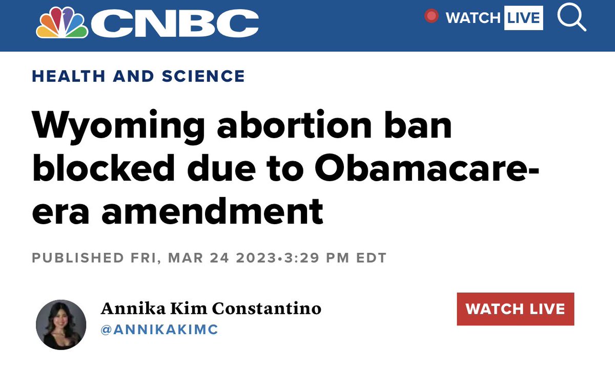 JordanUhl's tweet photo. Republican attempts to ban abortion in Wyoming were just blocked by Republican attempts to block Obamacare. Incredible. https://t.co/pWjQHwumpT