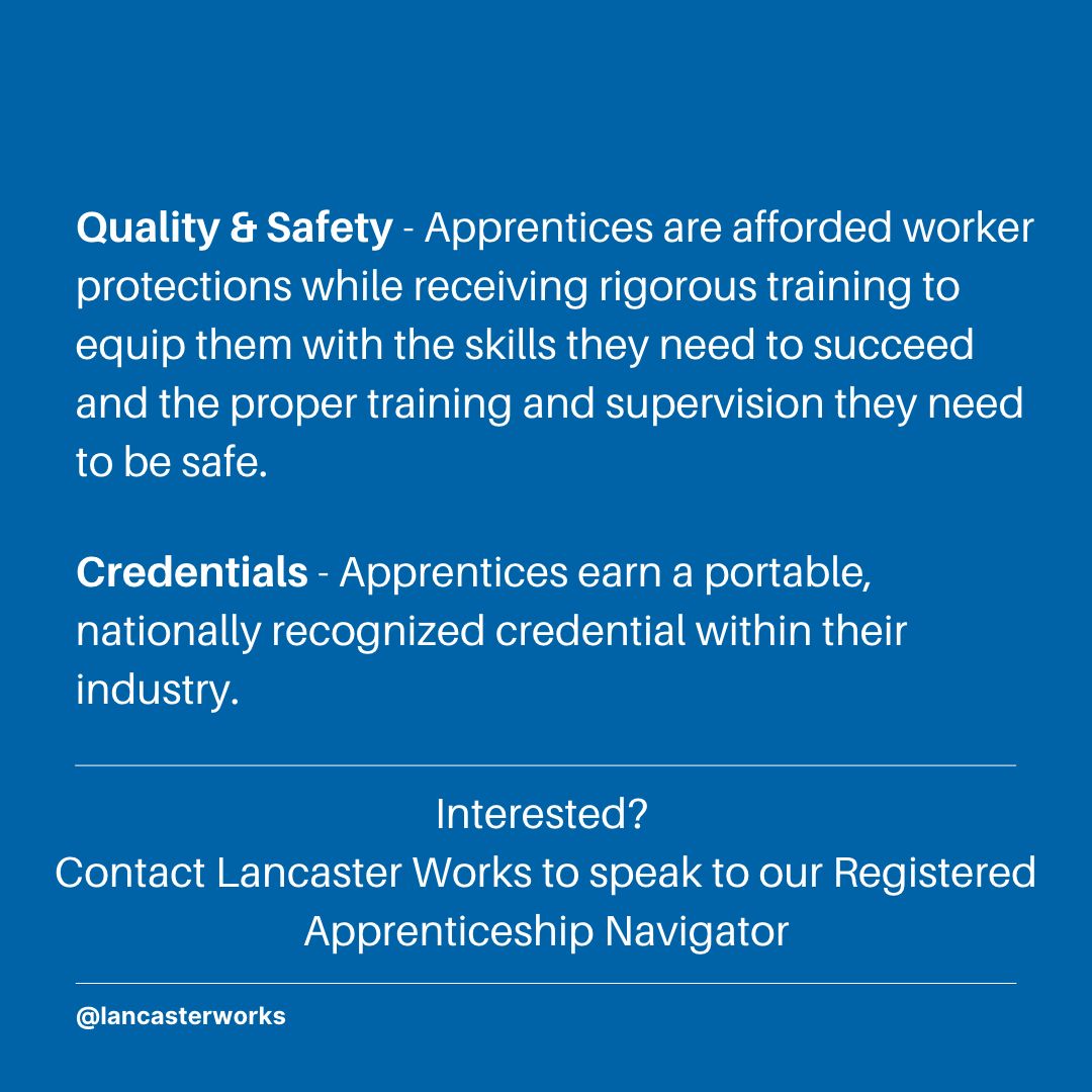 LancasterWorks's tweet photo. Get connected to learn more about registered apprenticeships today!
https://t.co/RxYSdfwDfT https://t.co/fOidhObDw6