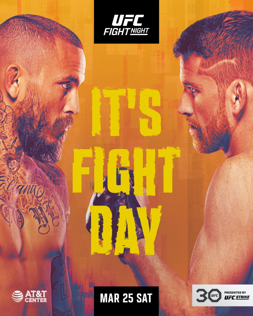 San Antonio...It all goes down 𝑻𝑶𝑵𝑰𝑮𝑯𝑻!!! 🔥

📺 #UFCSanAntonio kicks off LIVE on @ESPN at 4:30pmET!