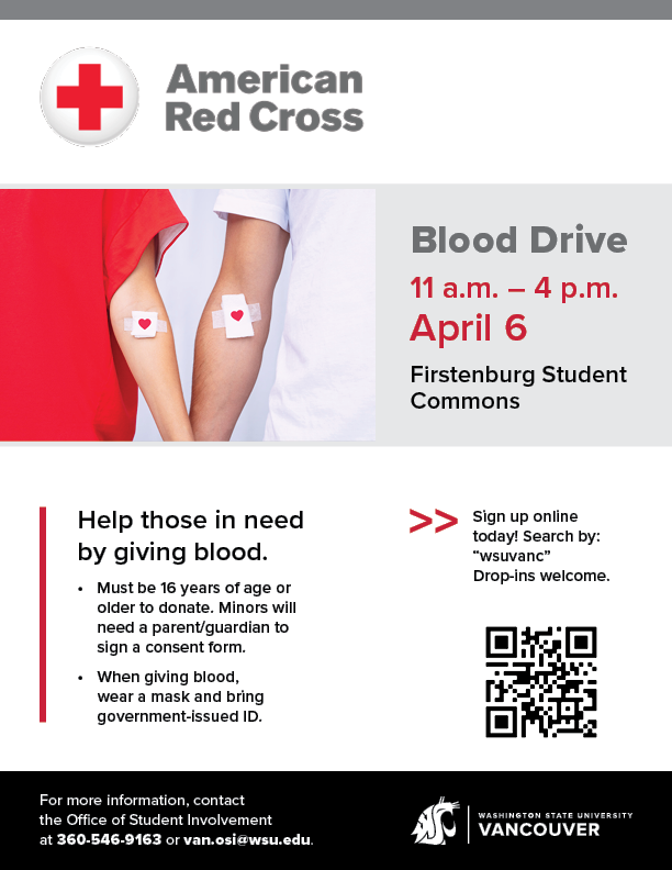 WSUVancouver's tweet image. Help those in need by giving blood. April 6, 2023, 11:00 a.m.-4:00 p.m. Sign up here: ow.ly/Lne650NqNuZ
#GoCougs #VanCougs #VanCougs🐾